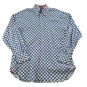 VTG Y2K Tommy Hilfiger 80s 2Ply Fabric Button Down SS Shirt Plaid on Bias Mens M